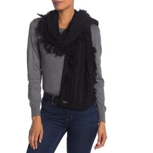 UGG Cable Fringe Scarf Blk Metallic $145